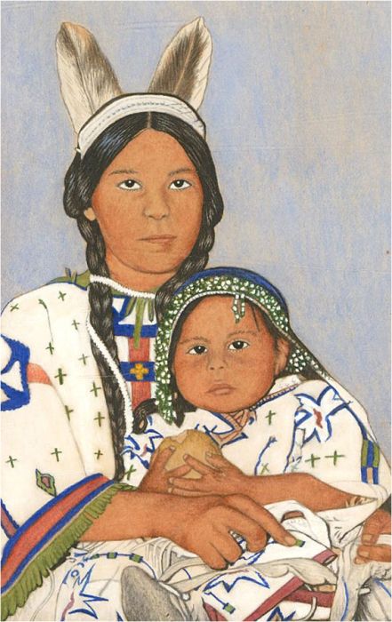 A. Twinning - 1945 Watercolour, Squaw and Child