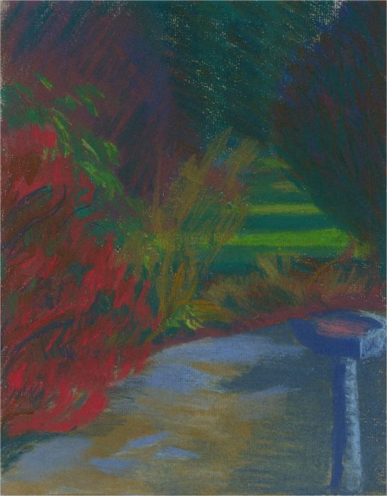 Joyce Moore - Contemporary Pastel, Birdbath at Night II