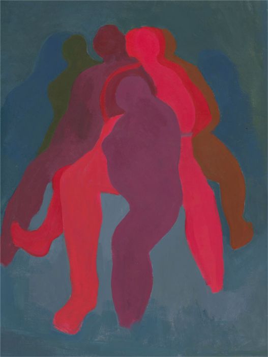 Joyce Moore - Contemporary Oil, Multi Coloured Silhouettes