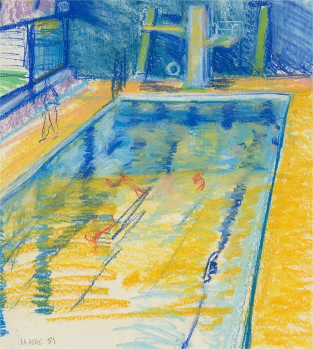 Joyce Moore - 1989 Pastel, Impressionistic Pool