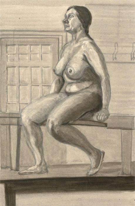 Simon Cesarani - Mid 20th Century Watercolour, Female Nude Seated