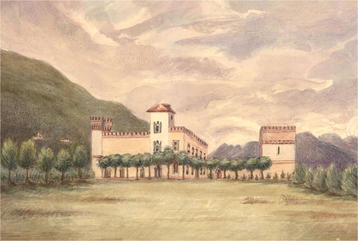 1846 Watercolour - Castello Solcia Lesa, Lago Maggiore