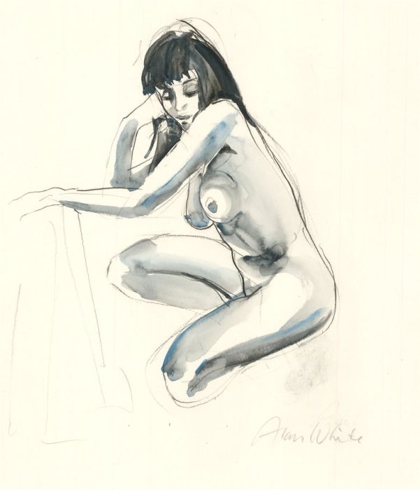 Alan White (b.1935) - Contemporary Pen and Ink Drawing, Female Nude