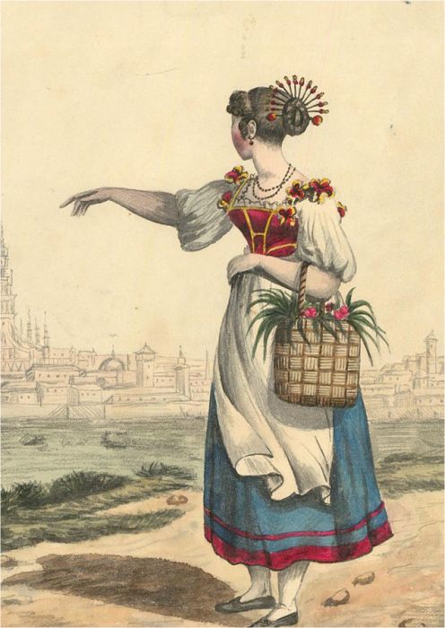 Early 19th Century Watercolour - Peasant Woman of the Milan Area