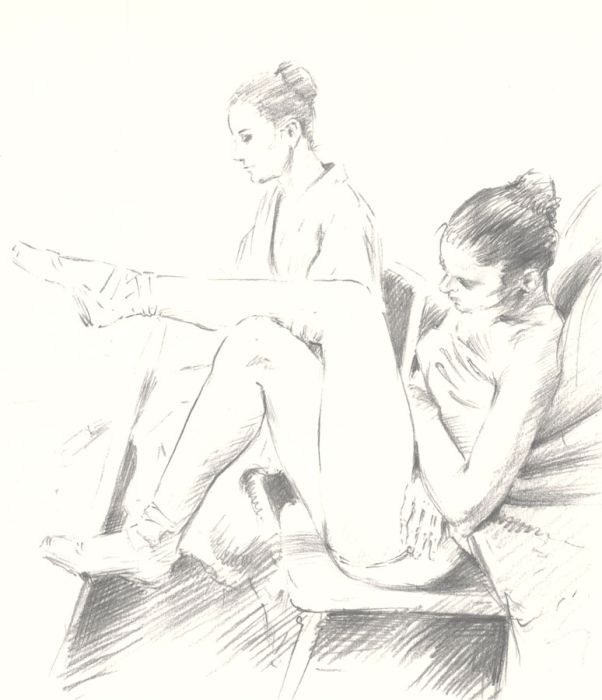 Franco Matania (1922-2006) - Mid 20th Century Graphite Drawing, Two Ballerinas