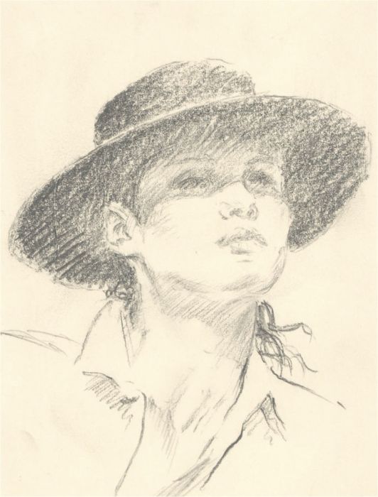 Franco Matania (1922-2006) - Mid 20th Century Graphite Drawing, Woman in Hat