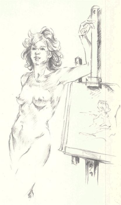 Franco Matania (1922-2006) - Mid 20th Century Graphite Drawing, Figure by Easel