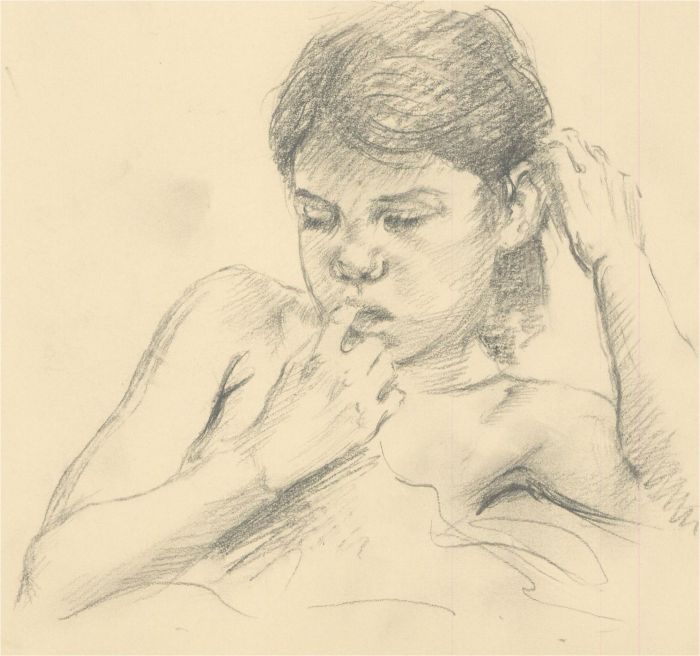 Franco Matania (1922-2006) - Mid 20th Century Graphite Drawing, Pensive Child