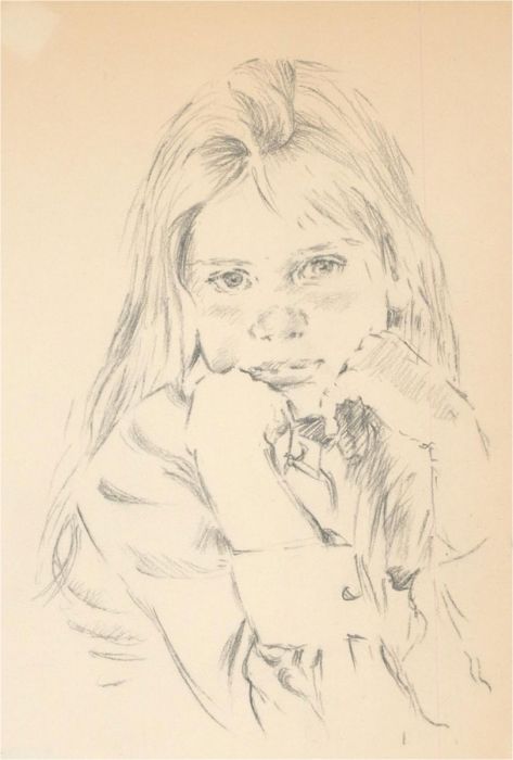 Franco Matania (1922-2006) - Graphite Drawing, Long-haired Young Girl