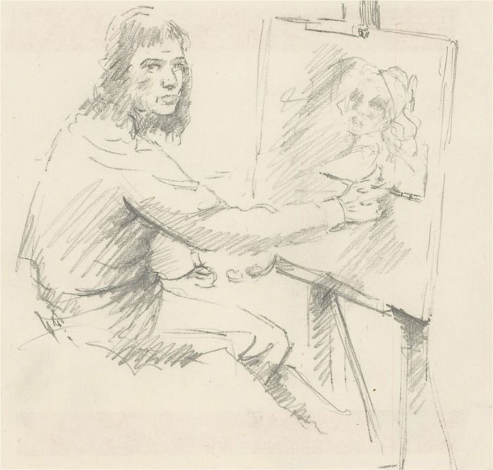 Franco Matania (1922-2006) - Mid 20th Century Graphite Drawing, The Artist II