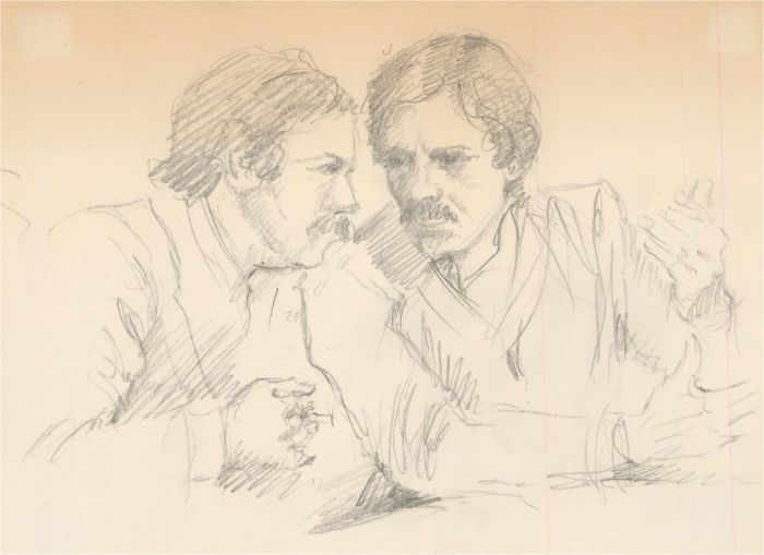 Franco Matania (1922-2006) - Mid 20th Century Graphite Drawing, Two Gentlemen