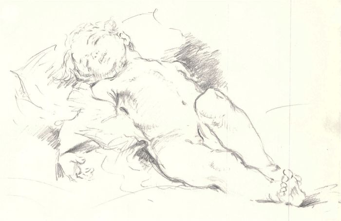 Franco Matania (1922-2006) - Mid 20th Century Graphite Drawing, Sleeping Toddler