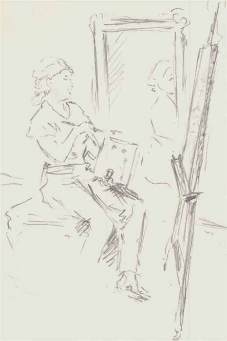 Franco Matania (1922-2006) - Graphite Drawing, Artist in Her Studio