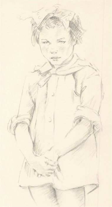 Franco Matania (1922-2006) - Mid 20th Century Graphite Drawing, Shy Girl