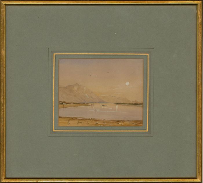 Late 19th Century Watercolour - Lake Scene with Figures