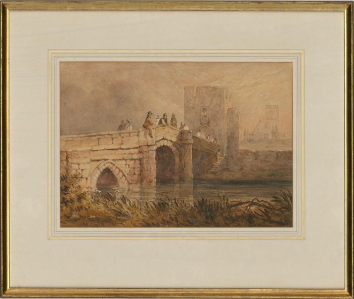Early 19th Century Watercolour - Bridge By The City Walls