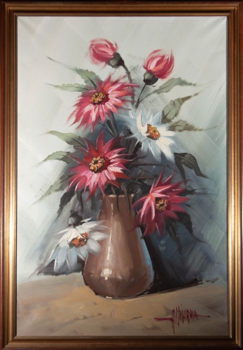V. Majorana - Contemporary Oil, Pink And White Blooms