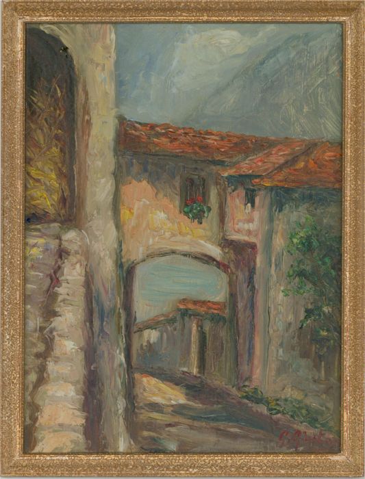 G. Giusto - 20th Century Oil, Continental Street Scene