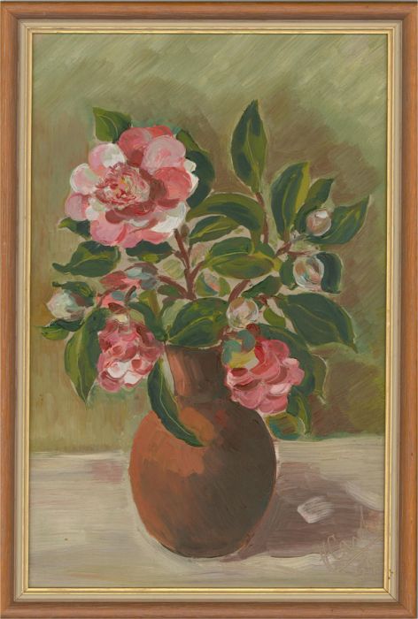 H. Carl - 1959 Oil, Pink Flowers
