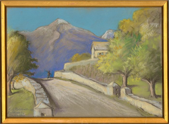 Carl Albert Bollhalder (1895-1945) - 1939 Pastel, Mountain Village