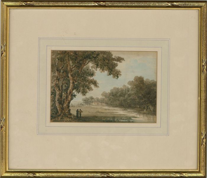 c. 1815 Watercolour - Strolling By The Creek