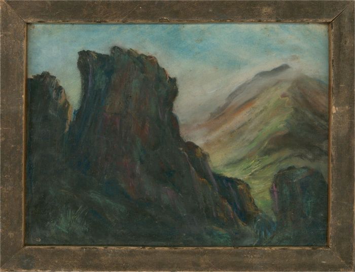 G.R. Wright - 1954 Pastel, Misty Mountains