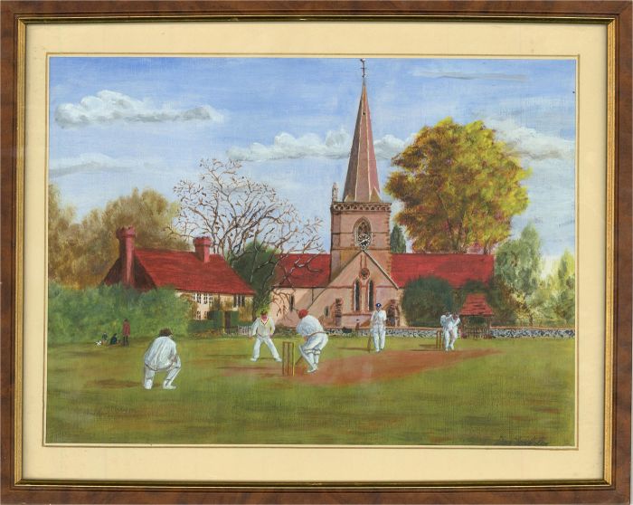 Desmond Yeabsley - Contemporary Acrylic, Cricket Match At Brockham