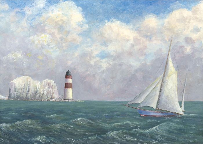 20th Century Acrylic - The Lighthouse & Boat