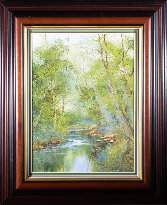 Terry Evans (b.1943) - Contemporary Oil, River Running Through The Woods