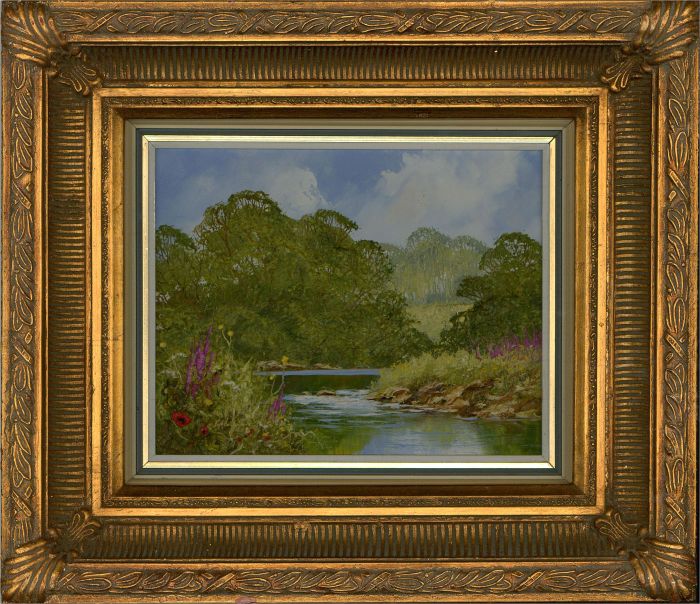 Terry Evans (b.1943) - Contemporary Oil, Wild Flowers By The River