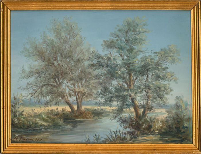 Max Parsons (b.1941) - 1971 Oil, Trees On The Bank