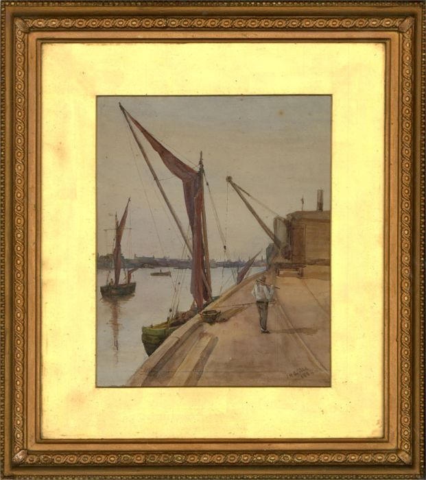 James H. Guild  - 1884 Watercolour, The Docks