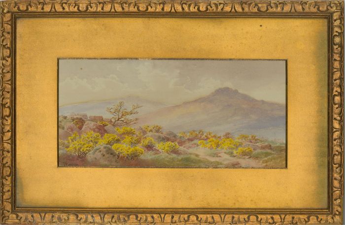 J. Barrett - Early 20th Century Watercolour, Moorland Scene with Yellow Gorse