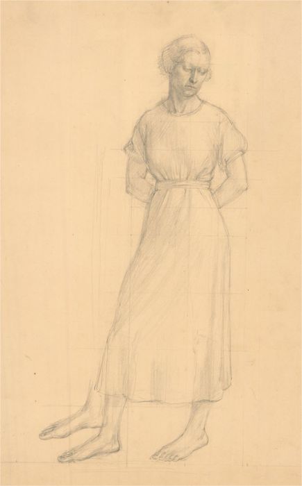 Julia Morley (1917–2008)- Mid 20th Century Graphite Drawing, Serious Young Woman