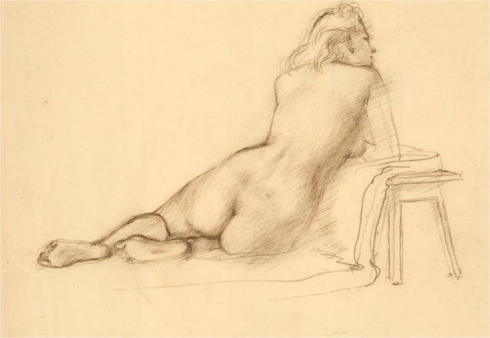Julia Morley (1917–2008) - Mid 20thC Coloured Pencil, Reclining Female Nude