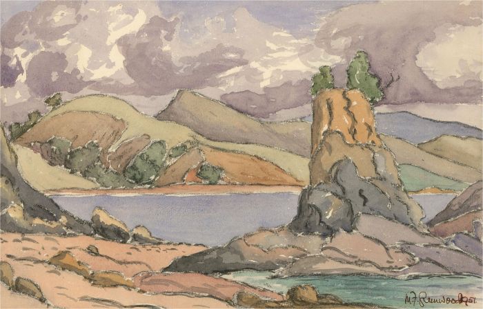 M.F. Greenwood - A Pair of 1951 Watercolours, Coastal Scene