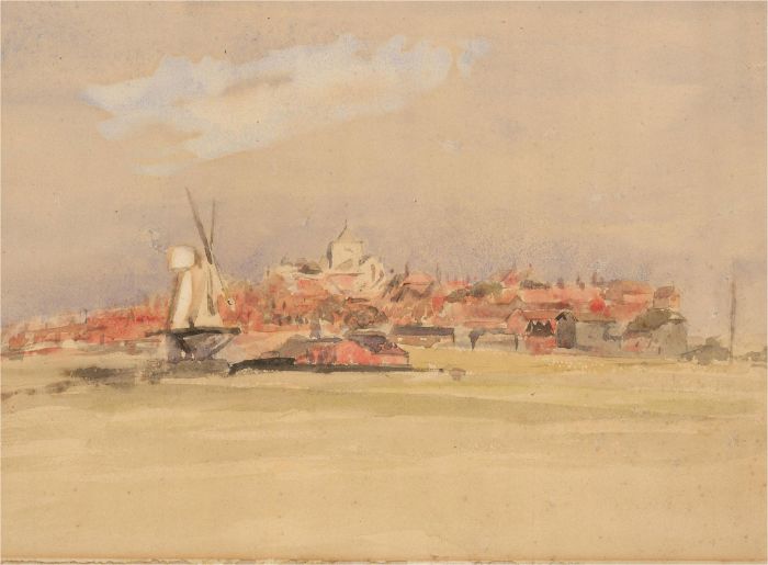 Georgina Leigh-Smith (1831-1923) - 1910 Watercolour, A Distant Town