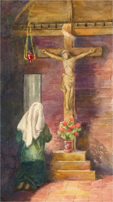 A.C.H.N - 20th Century Watercolour, At Prayer