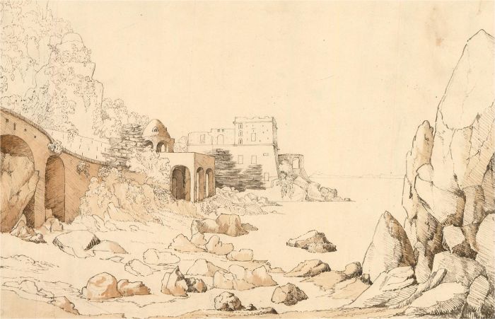 Attrib. Anne Fortescue (c.1765-1841) - Pen and Ink Drawing, City on the Water