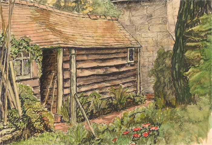 20th Century Watercolour - The Garden Shed