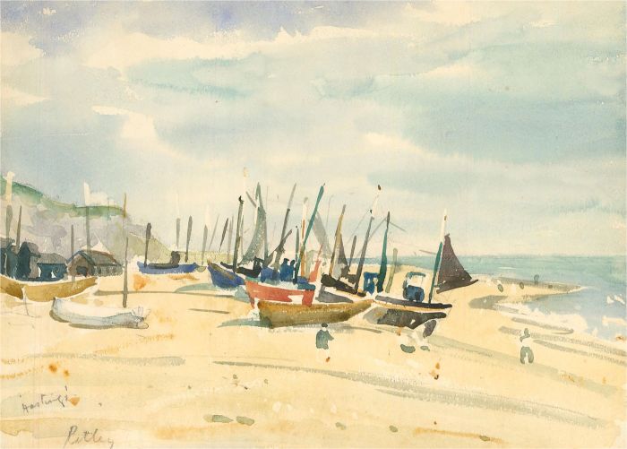 Llewellyn Petley-Jones (1908–1986) - 1966 Watercolour, Hastings Beach