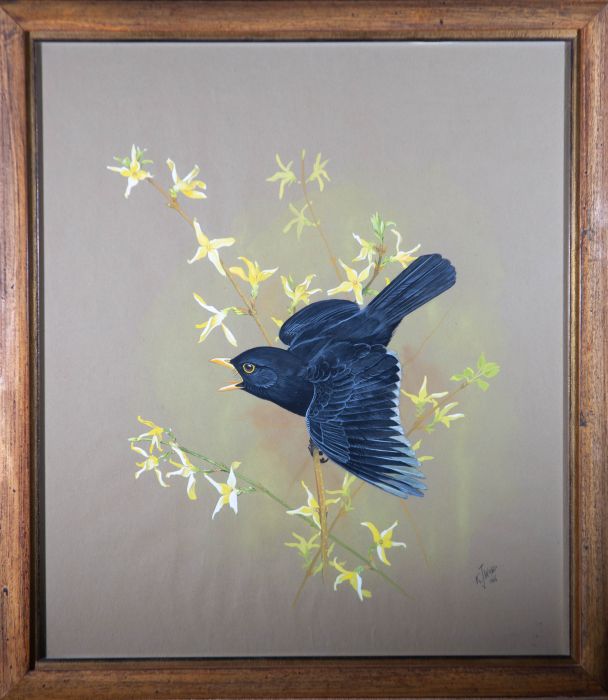 Kenneth J. Wood (1936-1992) - 1966 Gouache, Blackbird