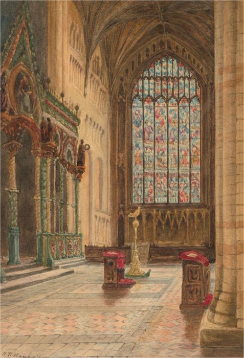 1918 Watercolour - Church Interior