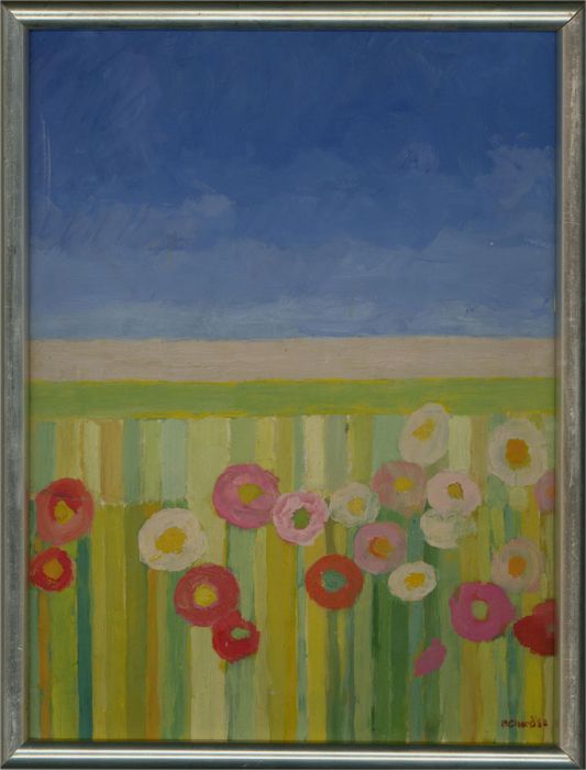 Pamela Chard (1926-2003) - 1980 Oil, Flowers in a Field