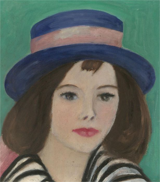 Pamela Chard (1926-2003) - 20th Century Oil, Girl in Blue Hat