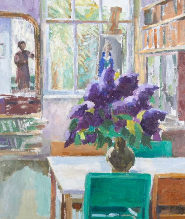 Pamela Chard (1926-2003) - 20th Century Oil, Vase of Flowers in an Interior