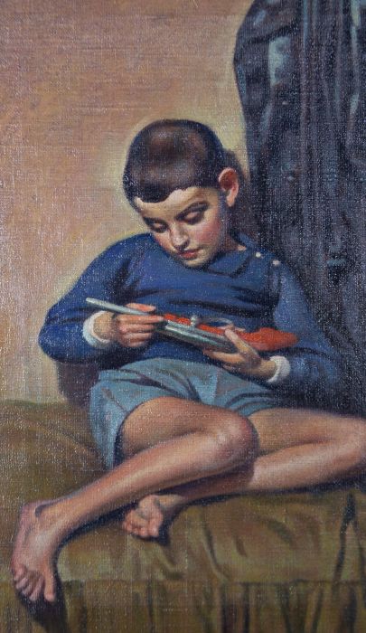 Giorgio Matteo Aicardi (1891-1985) - Early 20th Century Oil, The Toy Pistol