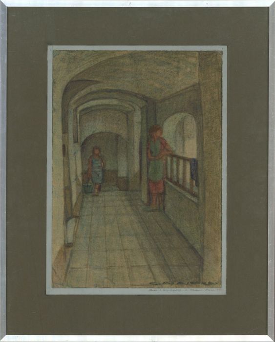 Giorgio Matteo Aicardi (1891-1985) - 1950 Watercolour, The Cleaners