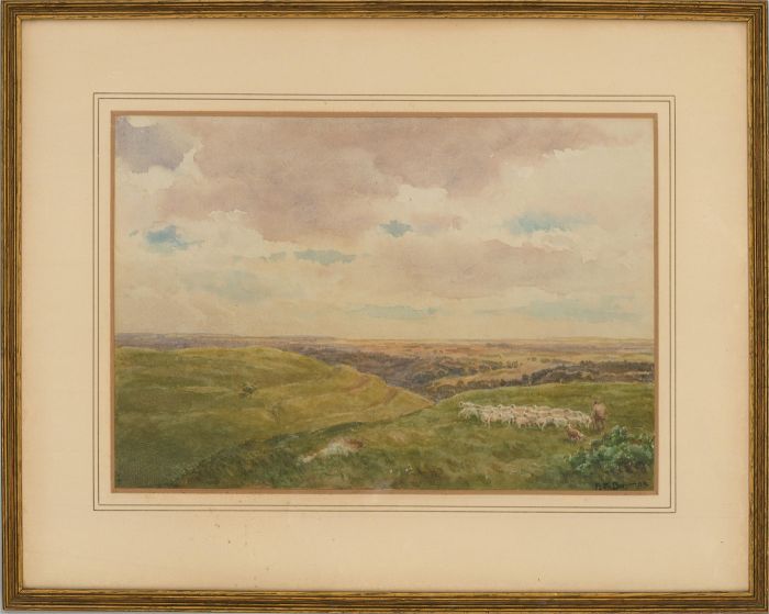 F.S. Dayman - Early 20th Century Watercolour, Shepherd and Sheep