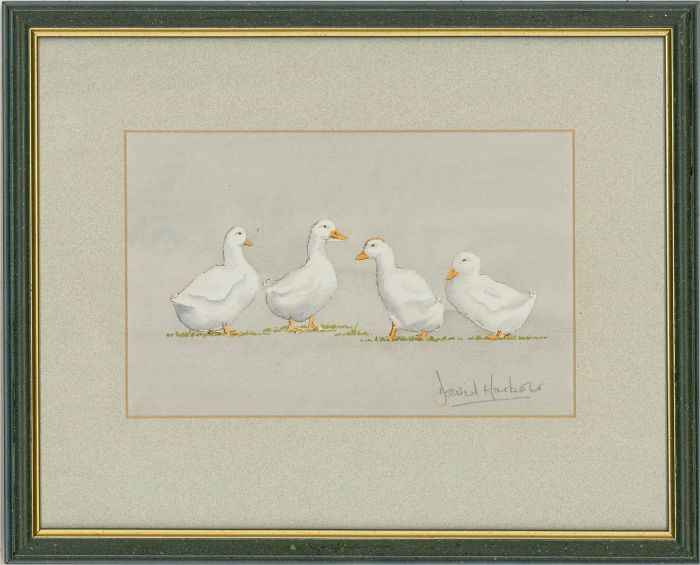 David Harbour AGMA - 20th Century Watercolour, Gaggle Of Geese